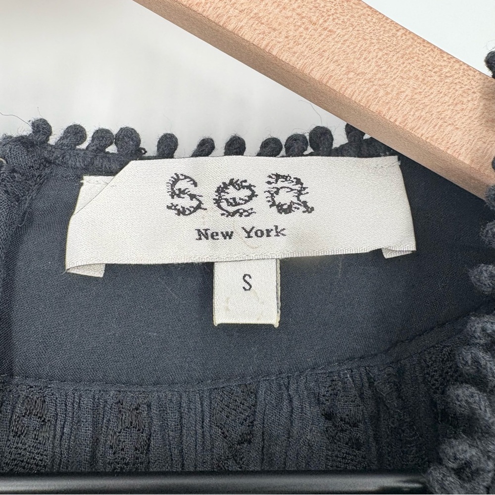 Sea New York Charlotte Embroidery Long Sleeve Black Beaded Top - Picture 13 of 16